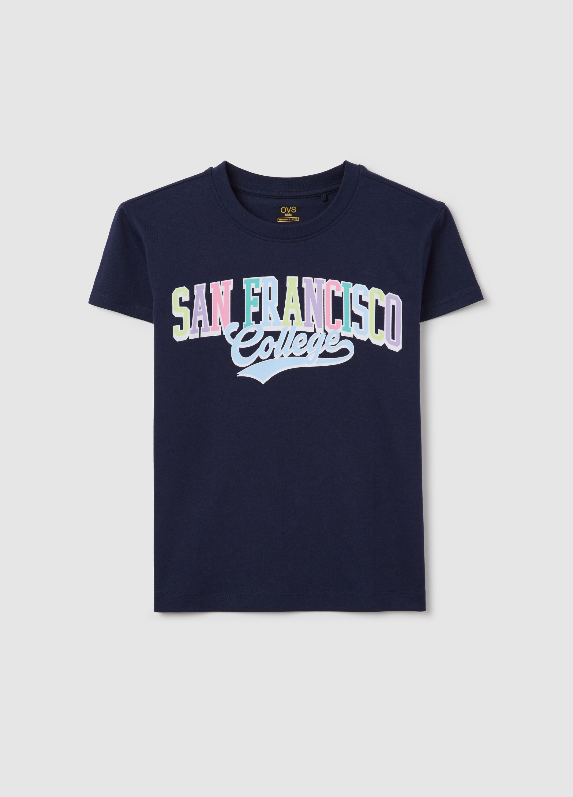 T-shirt nera in cotone con stampa lettering