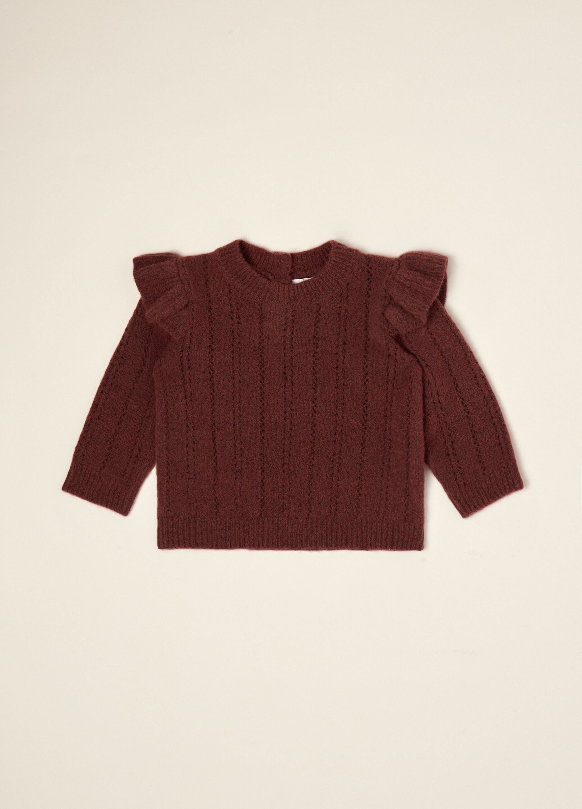 Red stretch wool crew-neck jumper