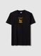 Black pure cotton regular fit T-shirt with Golden State Warriors logo_4