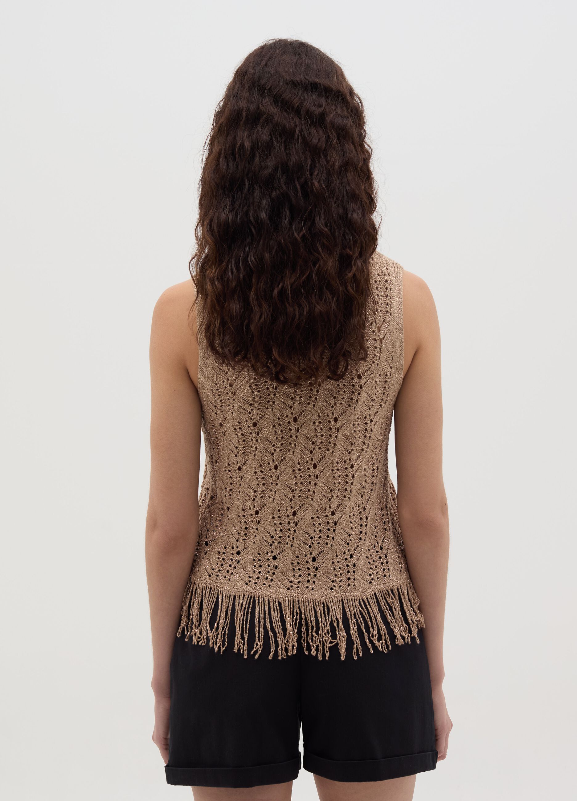 Lurex tank top with fringes