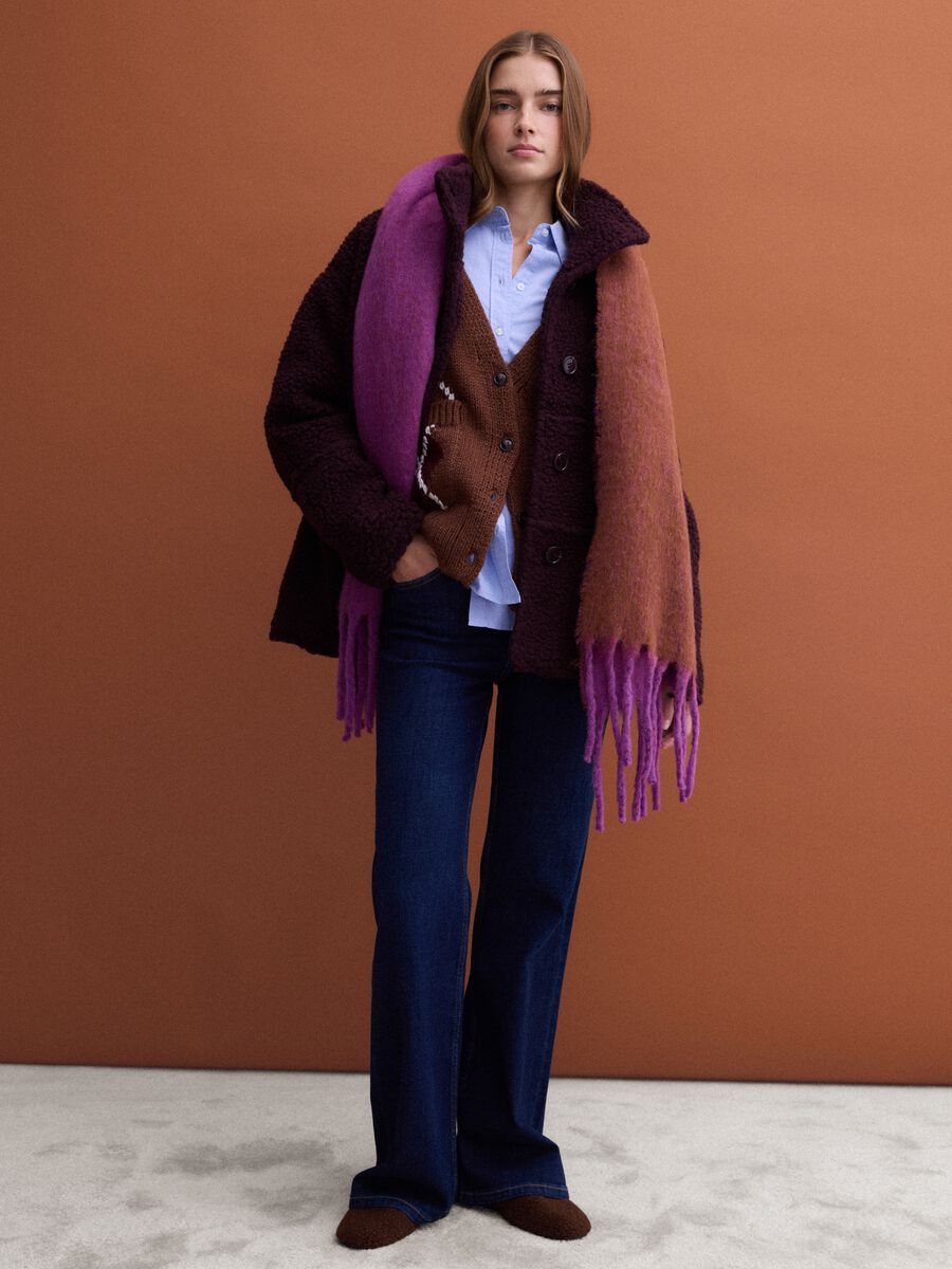 Purple wool-blend scarf with fringes_1