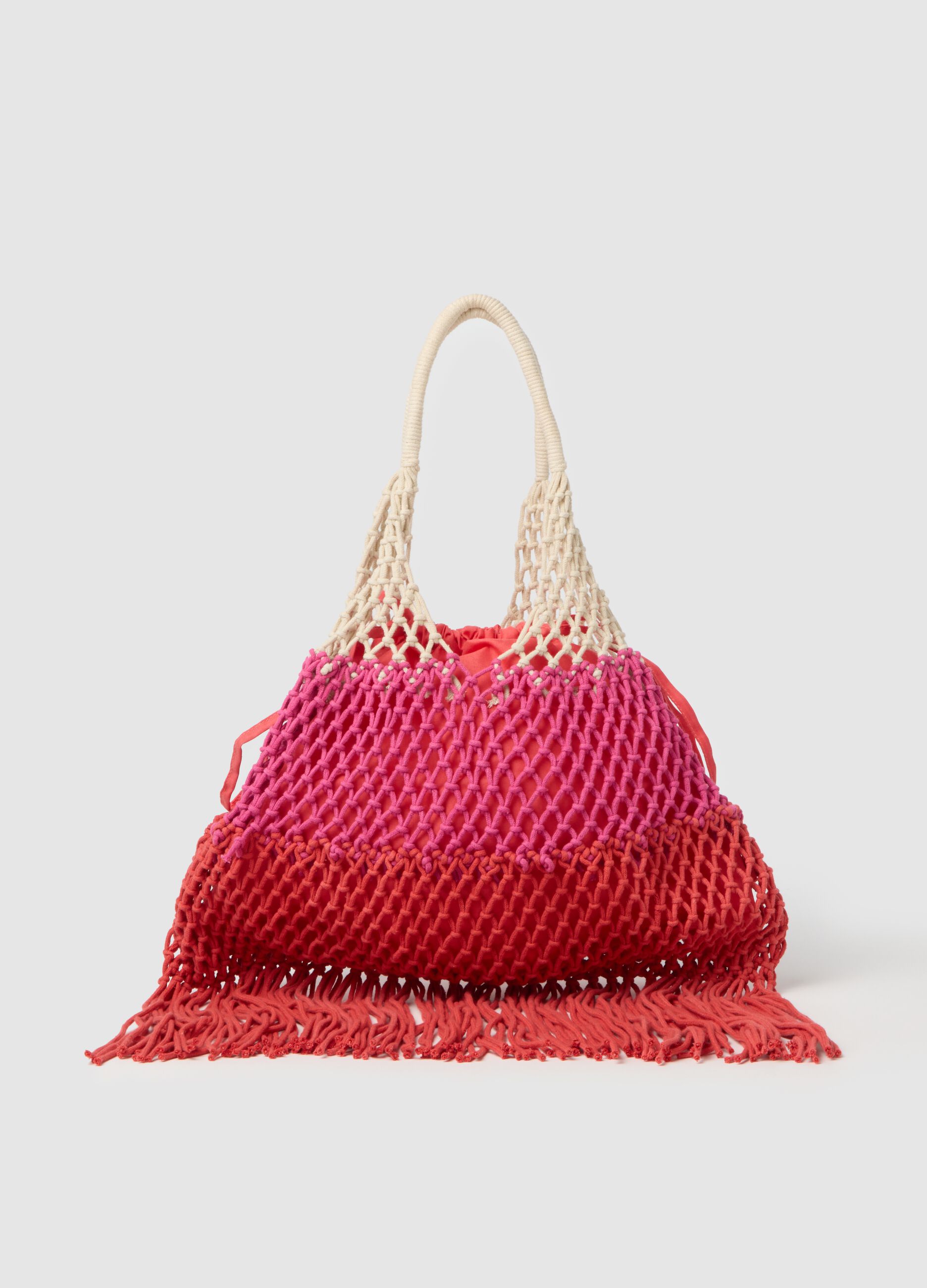 Multicolour Cotton Women's Bag with Fringes