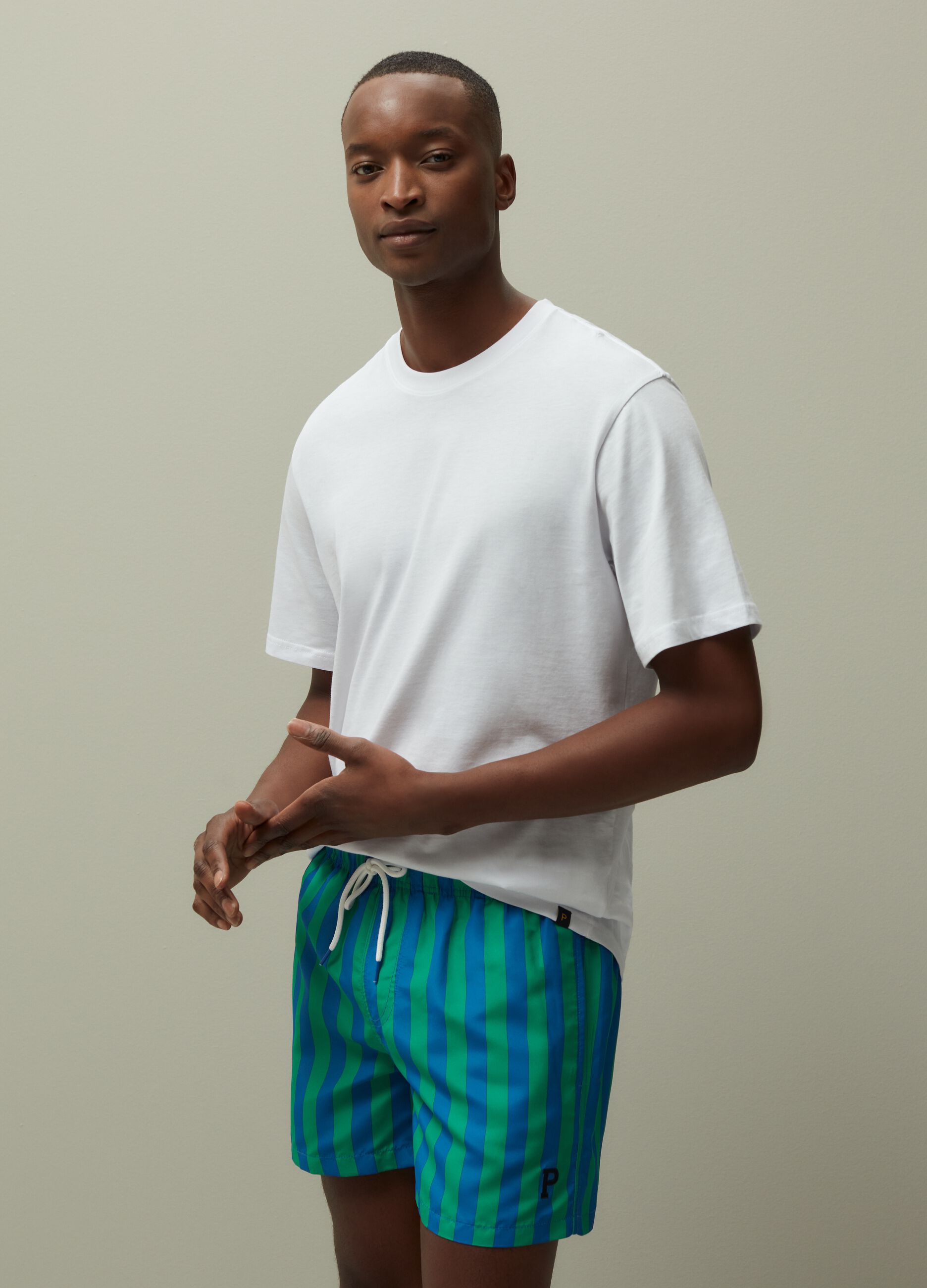 Costume boxer a righe ricamo logo_1