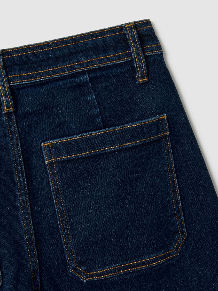 Wide leg blue stretchy cotton jeans_5