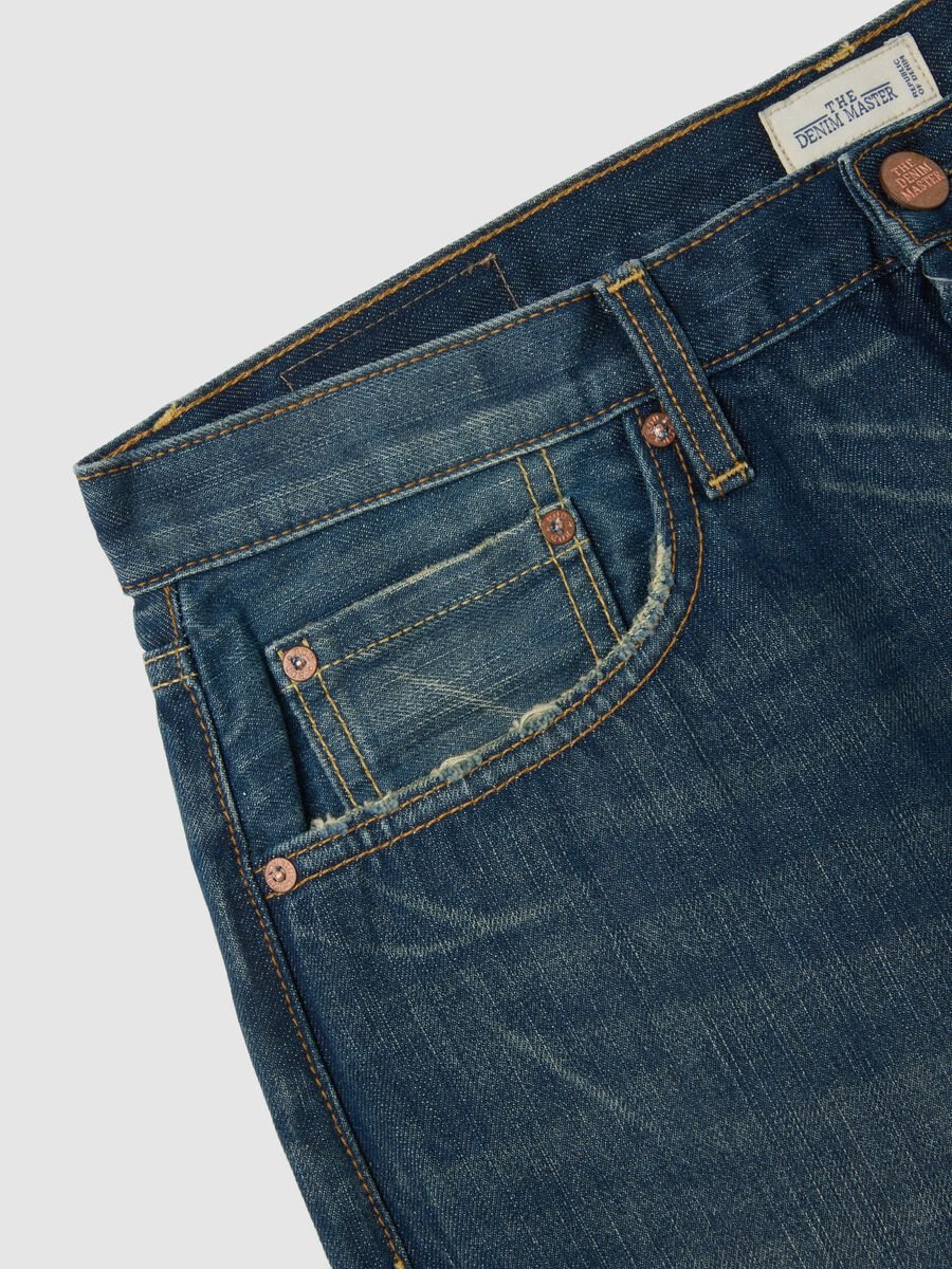 Regular tapered pure cotton denim jeans_1
