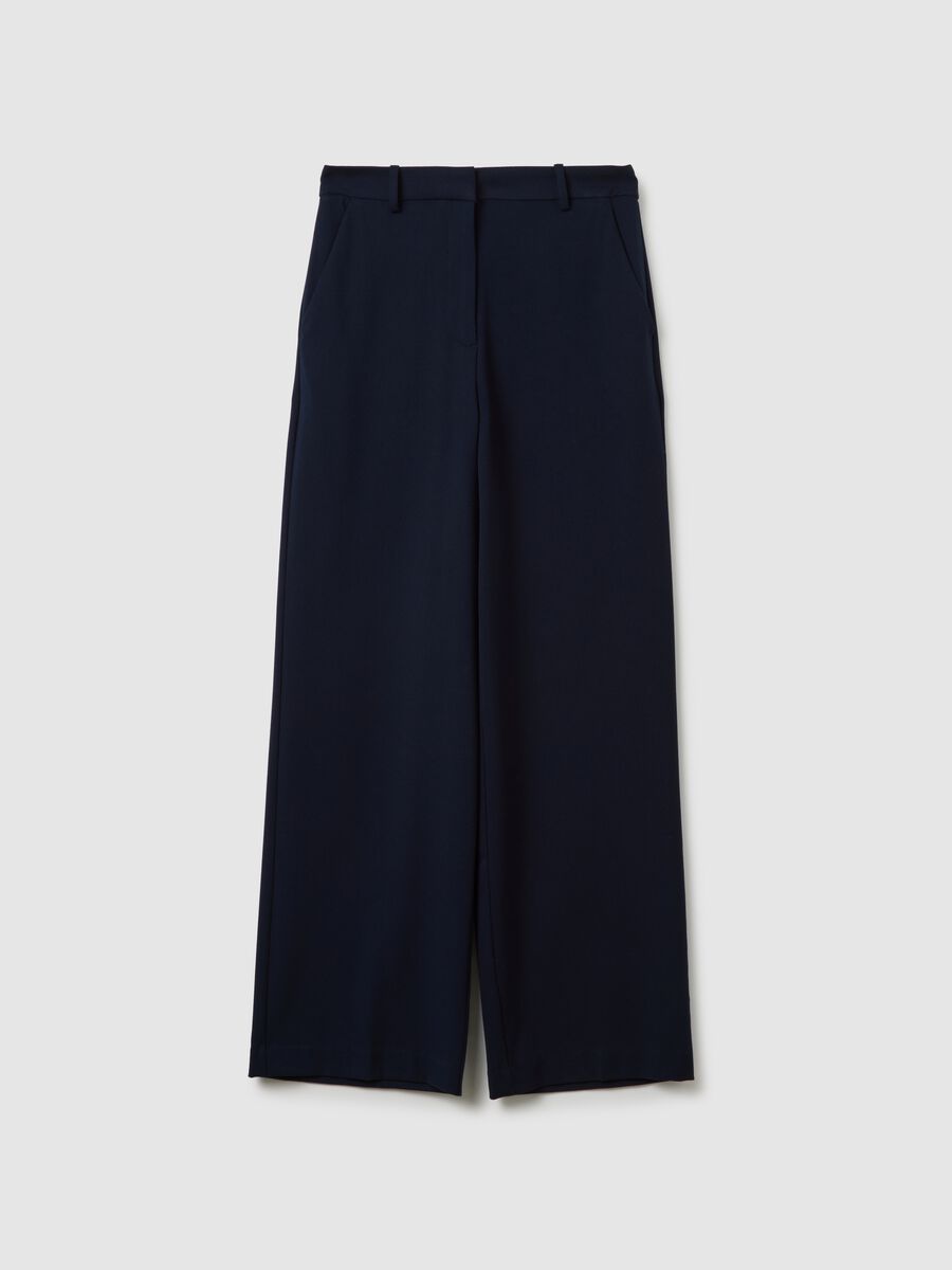 Pantaloni elasticizzati blu flare_4
