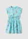 Blue pure cotton dress for girls regular fit with rainbows_0