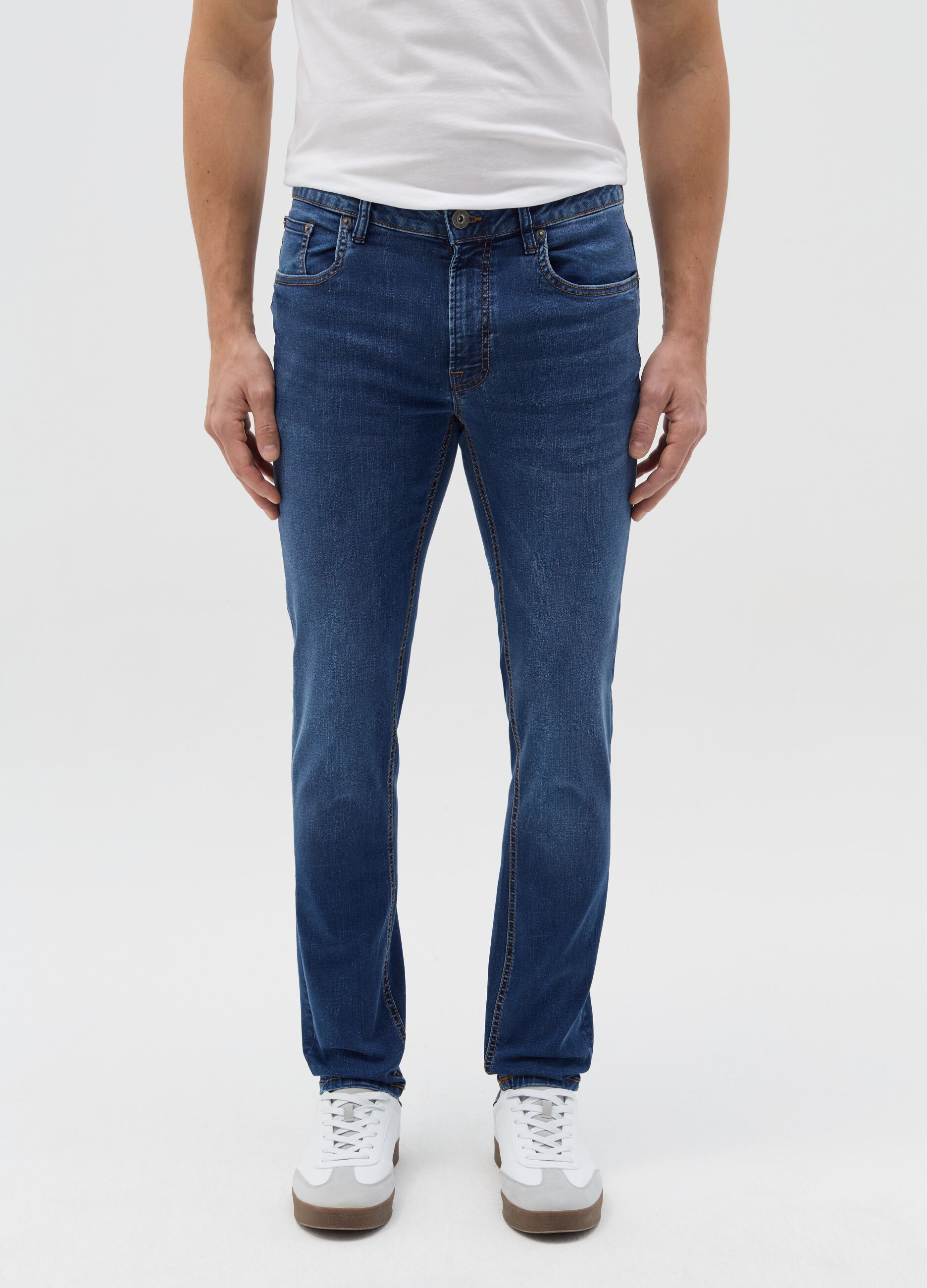 Skinny-fit jeans with acid wash
