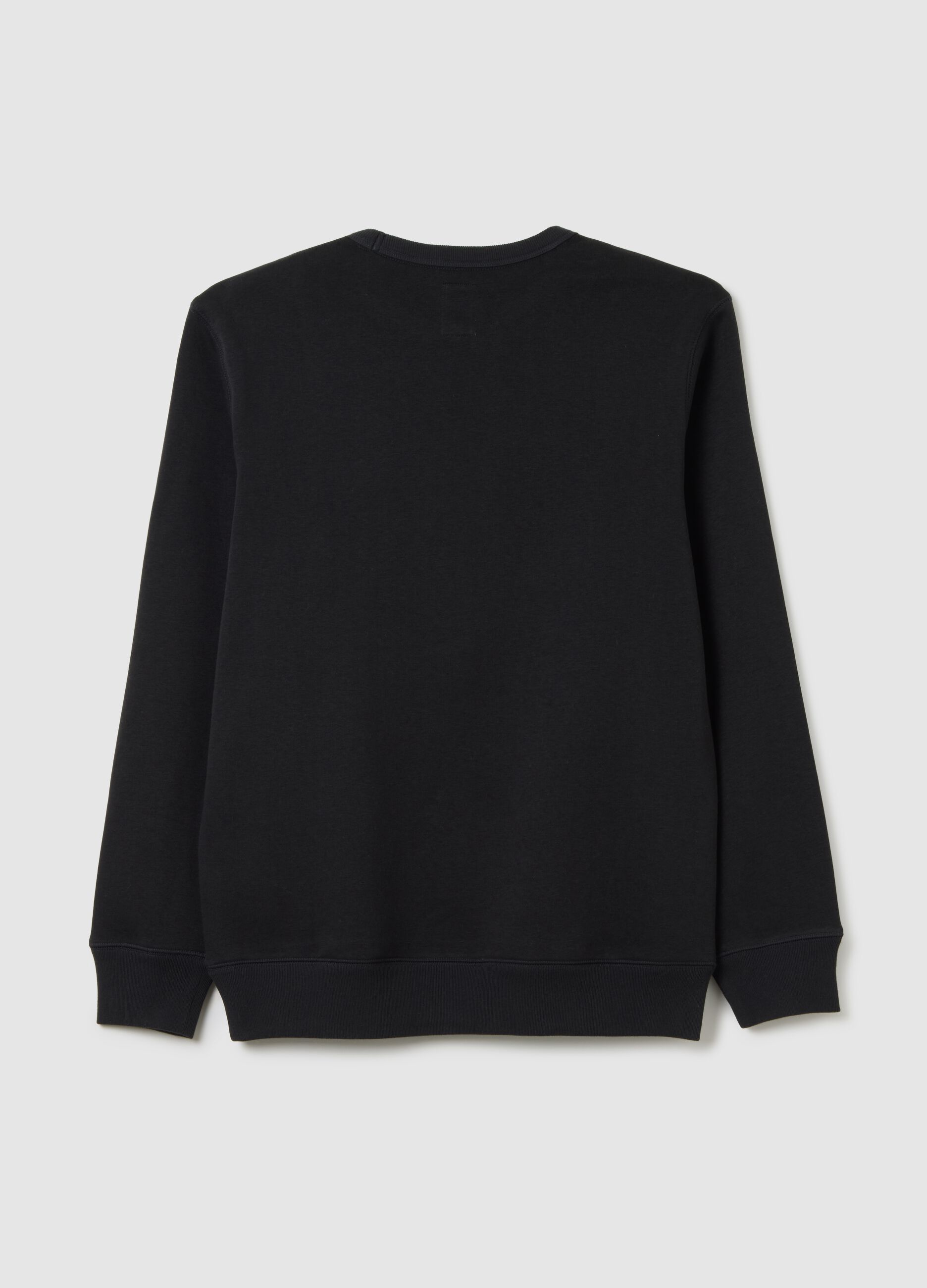Round-neck sweatshirt with logo patch and embroidery
