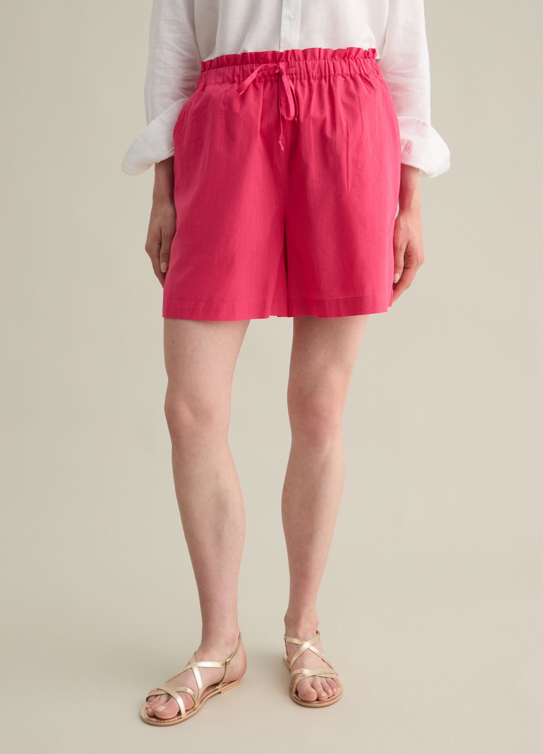 Shorts da donna in puro cotone rosa regular fit