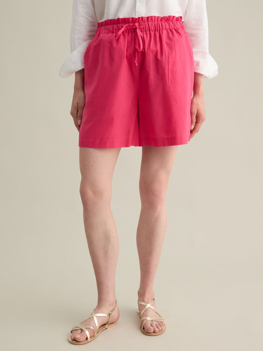 Women's pure cotton pink shorts with regular fit_1