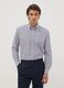 White striped cotton-blend shirt with easy-iron button-down collar_0