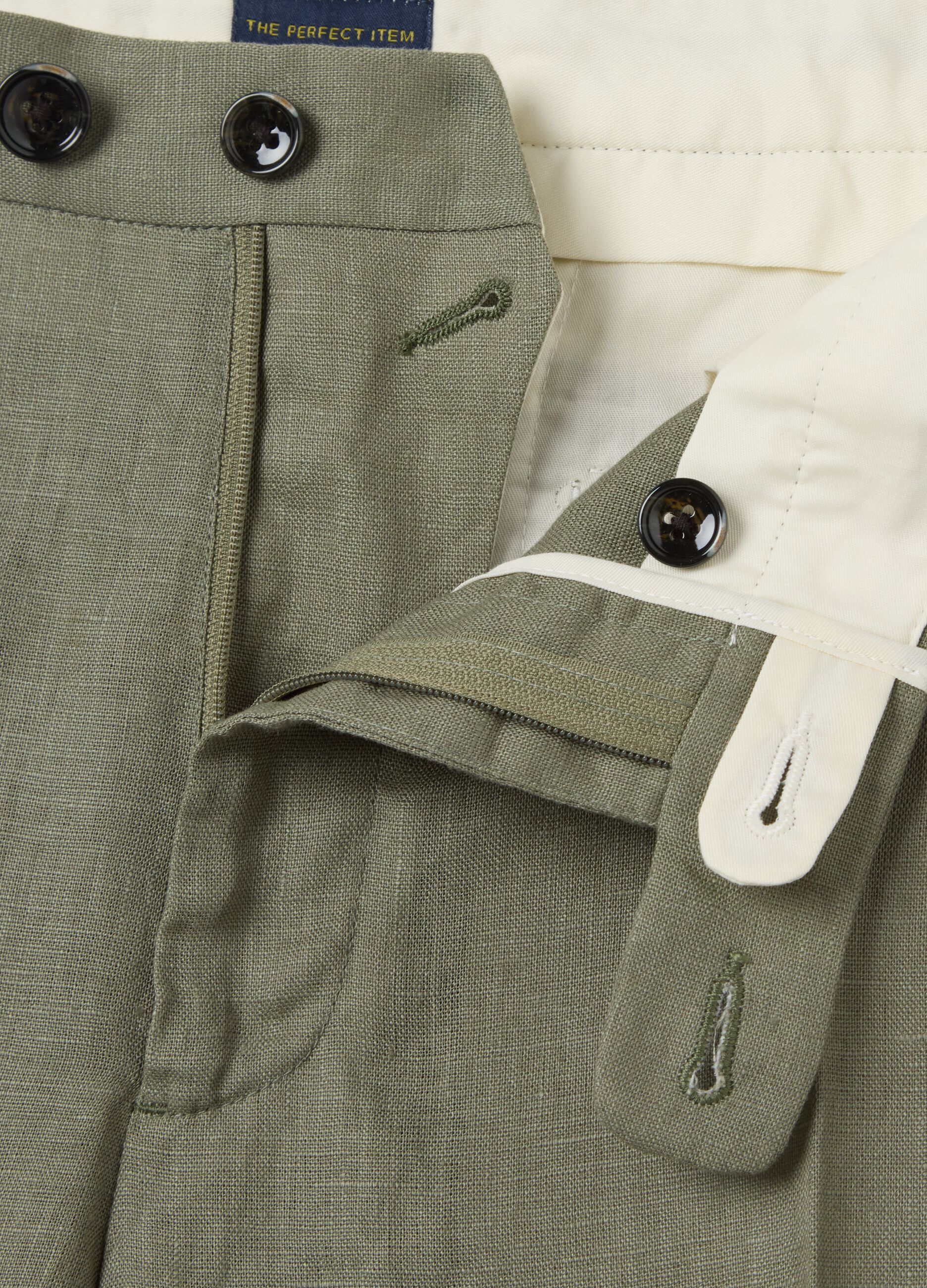 Pantaloni da uomo in puro lino verde slim fit