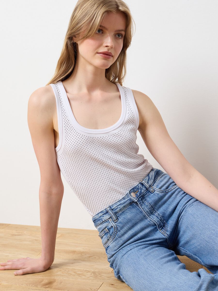 Women's White Blend Fitted Tank Top_0