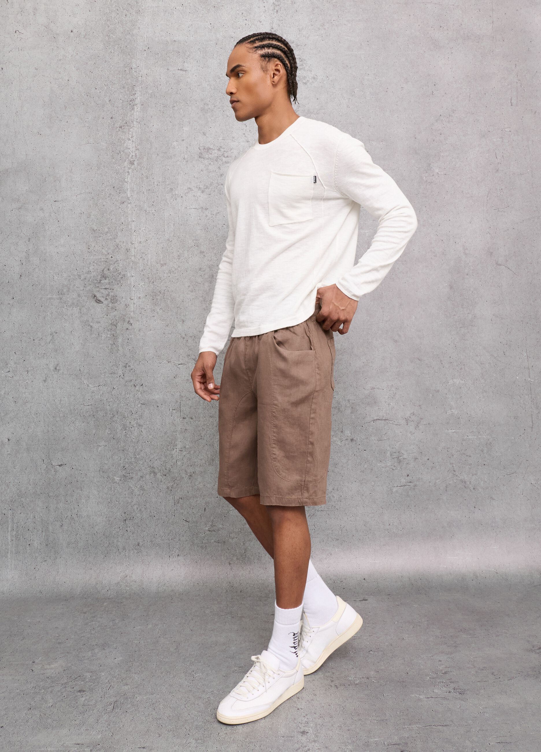 100% Linen Shorts Mocha