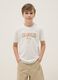 T-shirt in puro cotone bianca da ragazzo regular fit con stampa_0