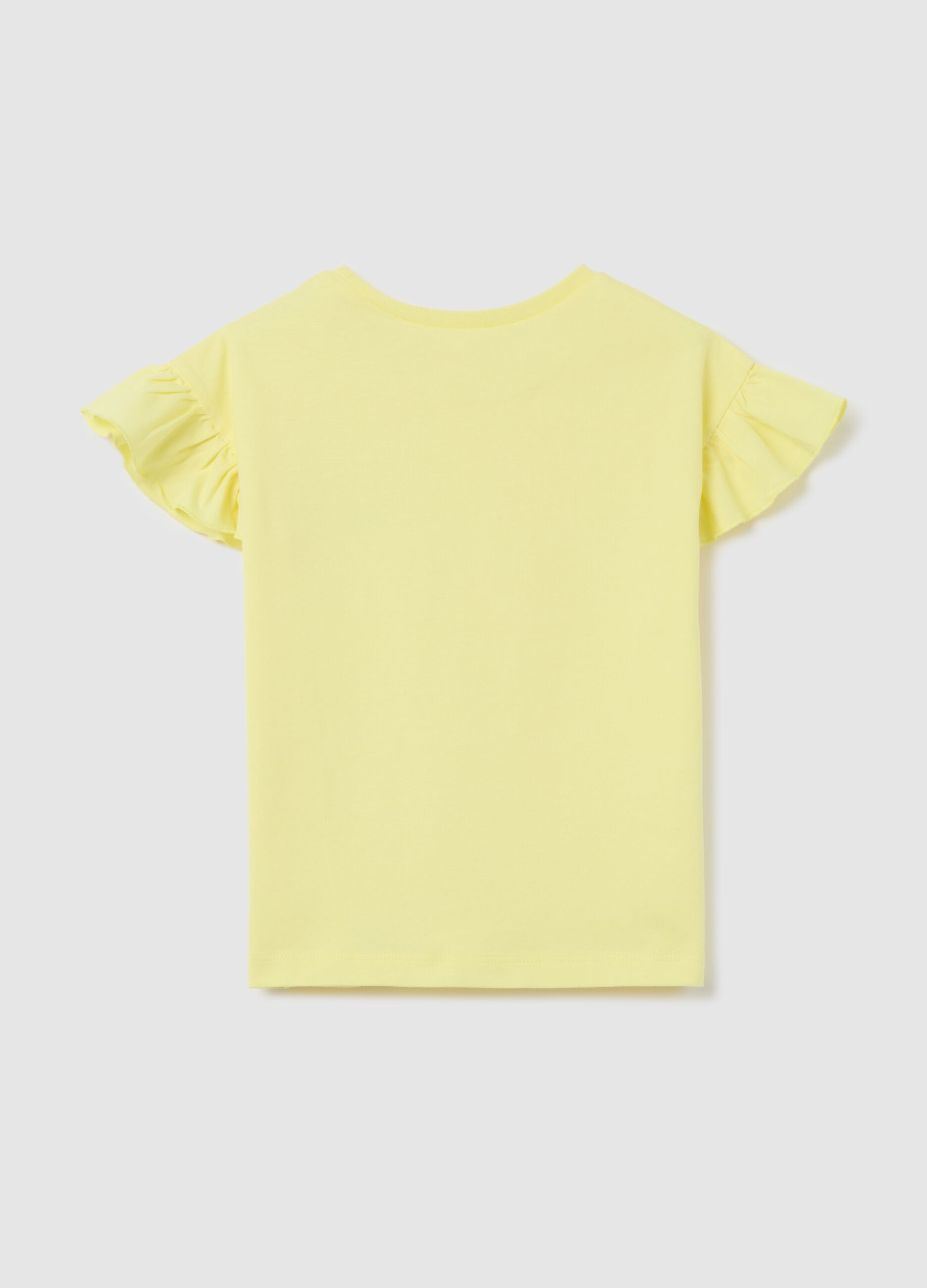 Yellow T-shirt in cotton with diamantés