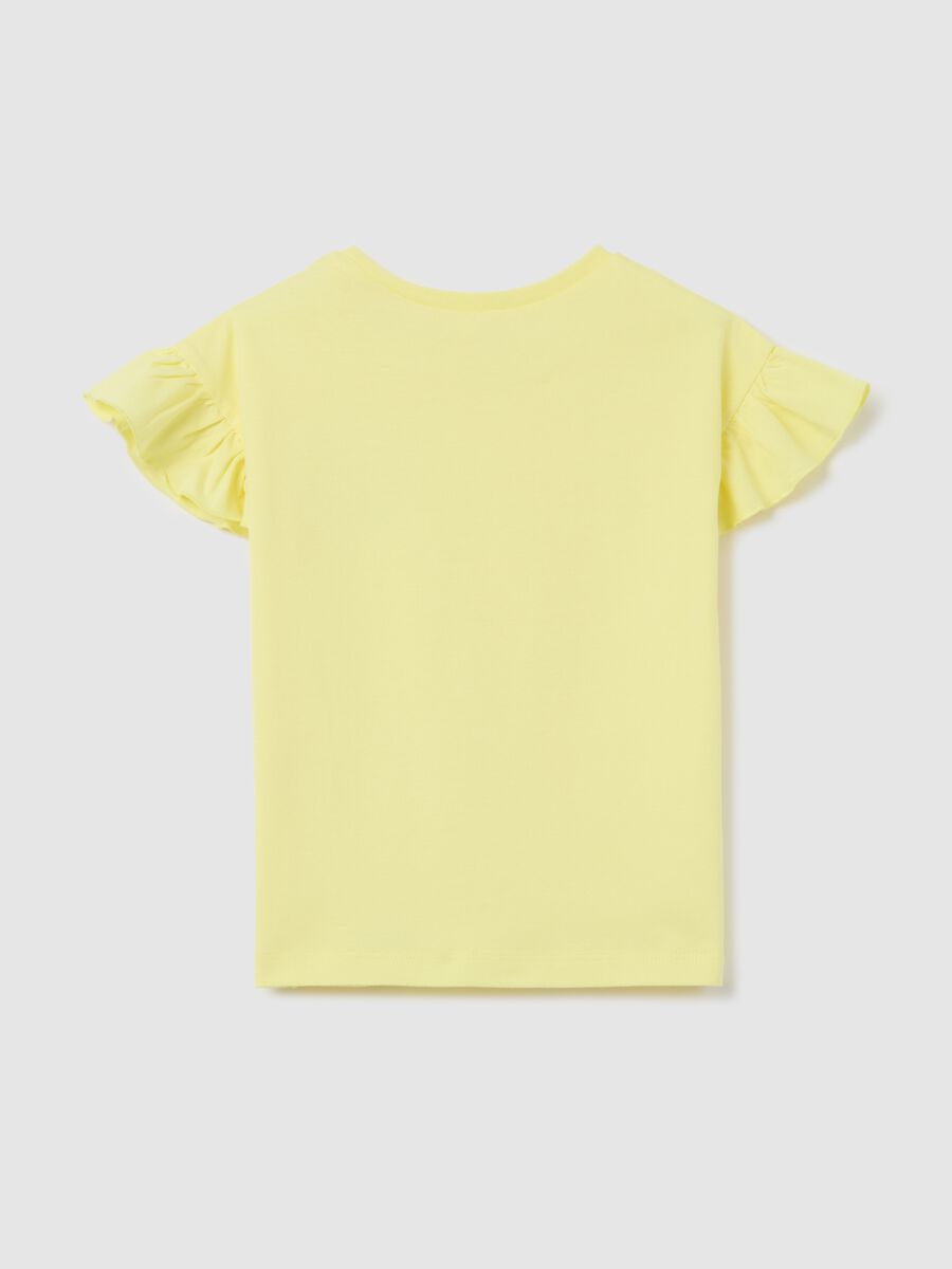 Yellow T-shirt in cotton with diamantés_1
