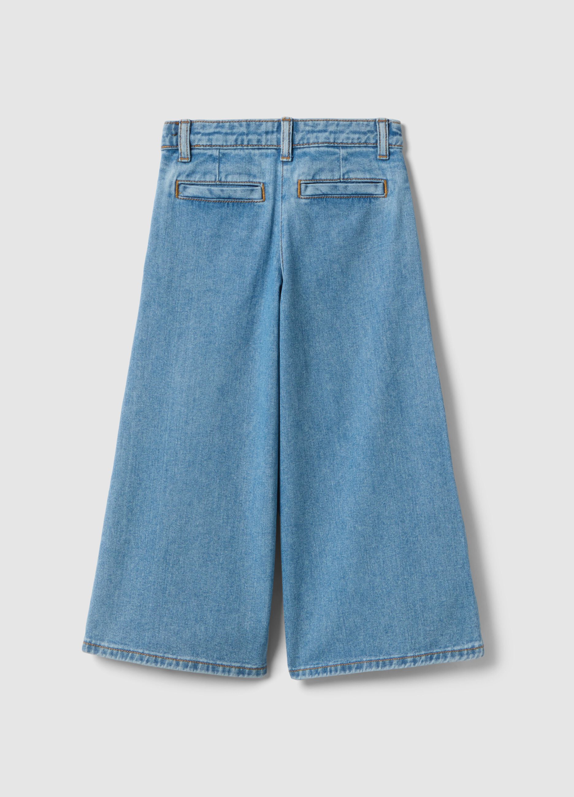 Girls' Pure Cotton Denim Super Wide Leg Jeans