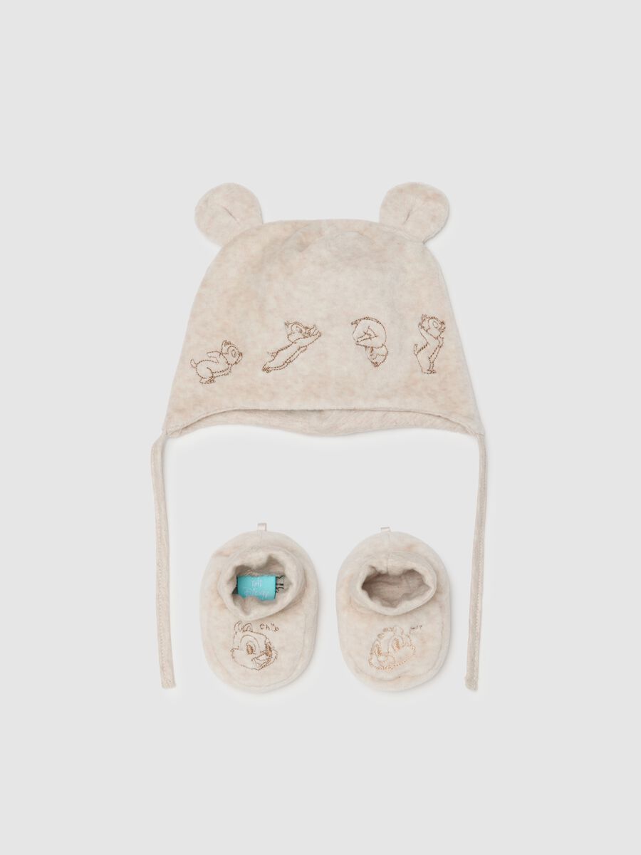Cappello e scarpine per neonati in cotone beige regular fit_0