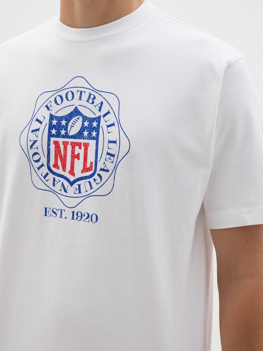 White Pure Cotton T-shirt with NFL logo_3