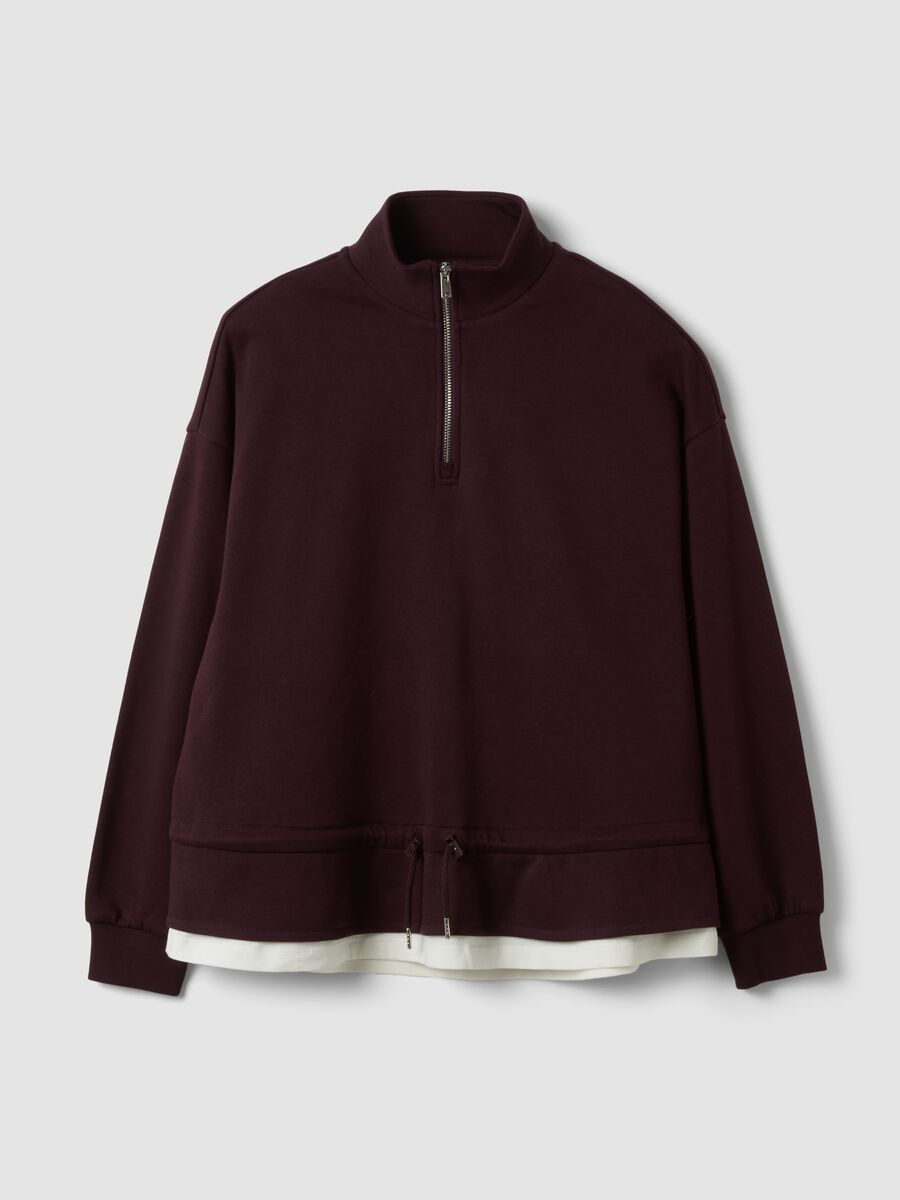 Half-zip viola in misto cotone a strati regular fit_0