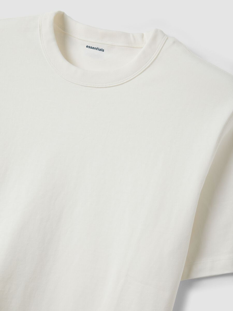 T-shirt bianca in puro cotone a girocollo relaxed fit_1
