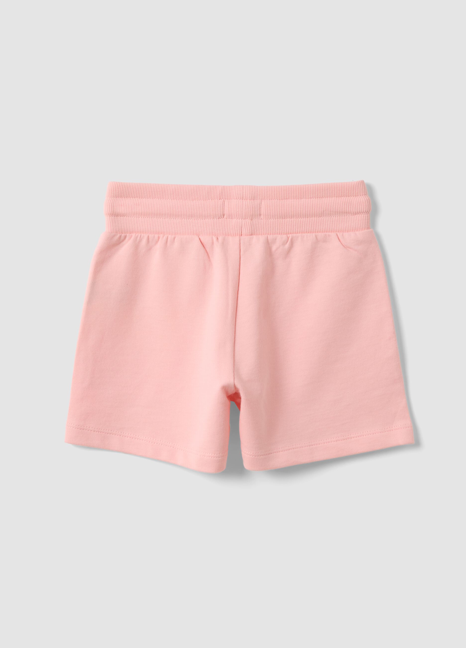 Pink pure cotton shorts with elasticated waist
