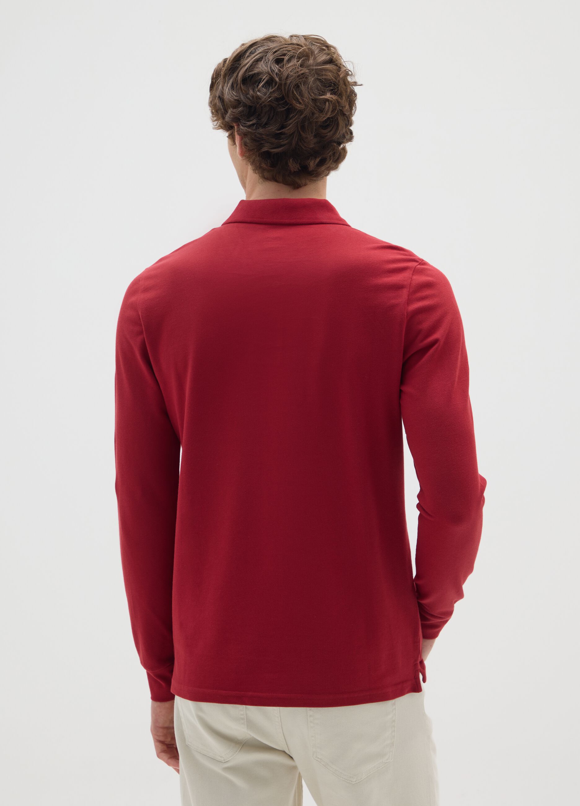 Red regular fit pure cotton polo