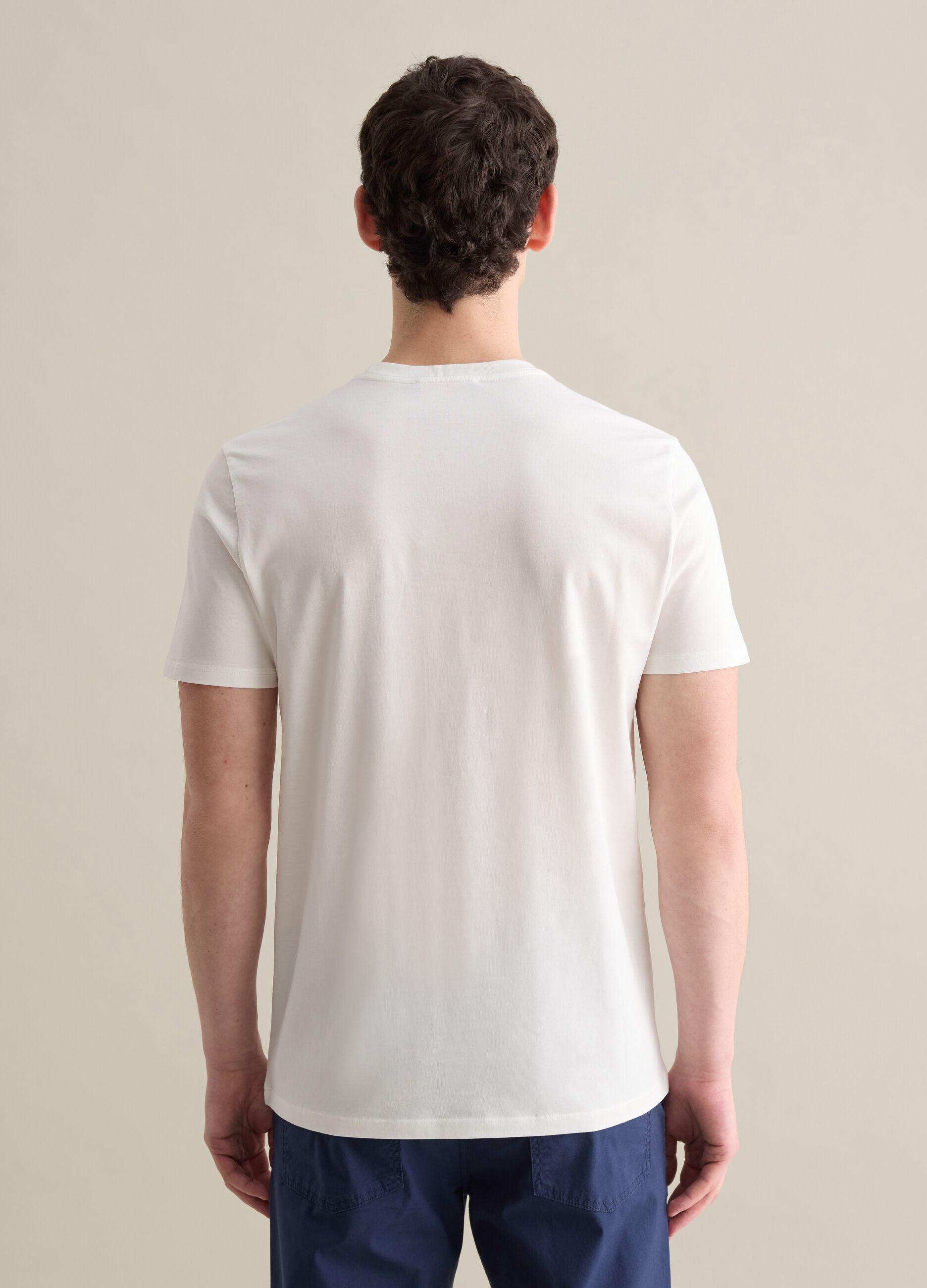 T-shirt da uomo in puro cotone Supima bianco regular fit con tasca sul petto