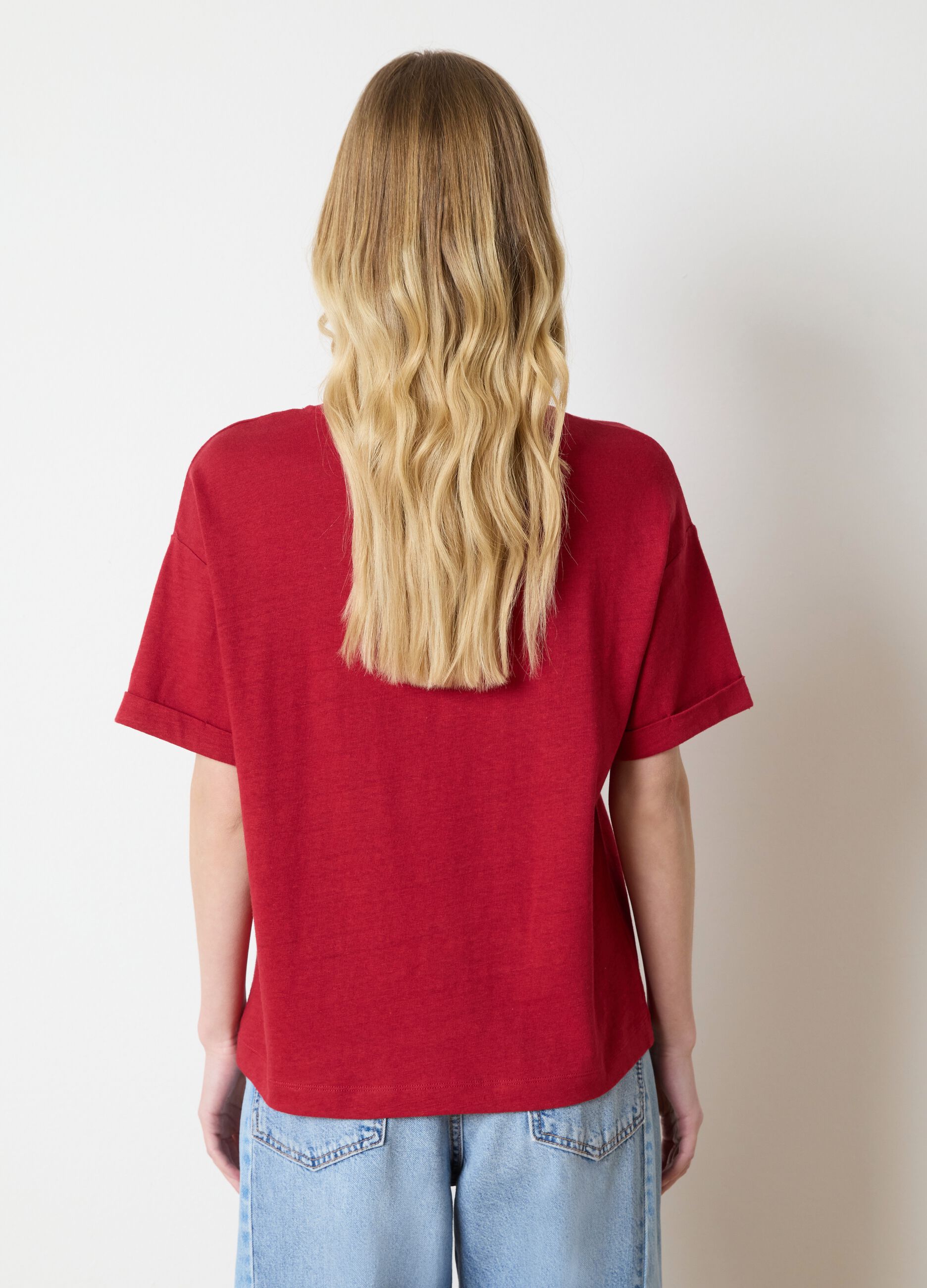 Oversized T-shirt in cotton and linen