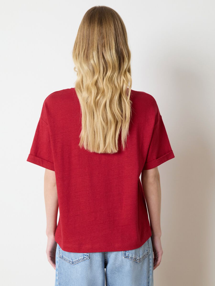 Oversized T-shirt in cotton and linen_3