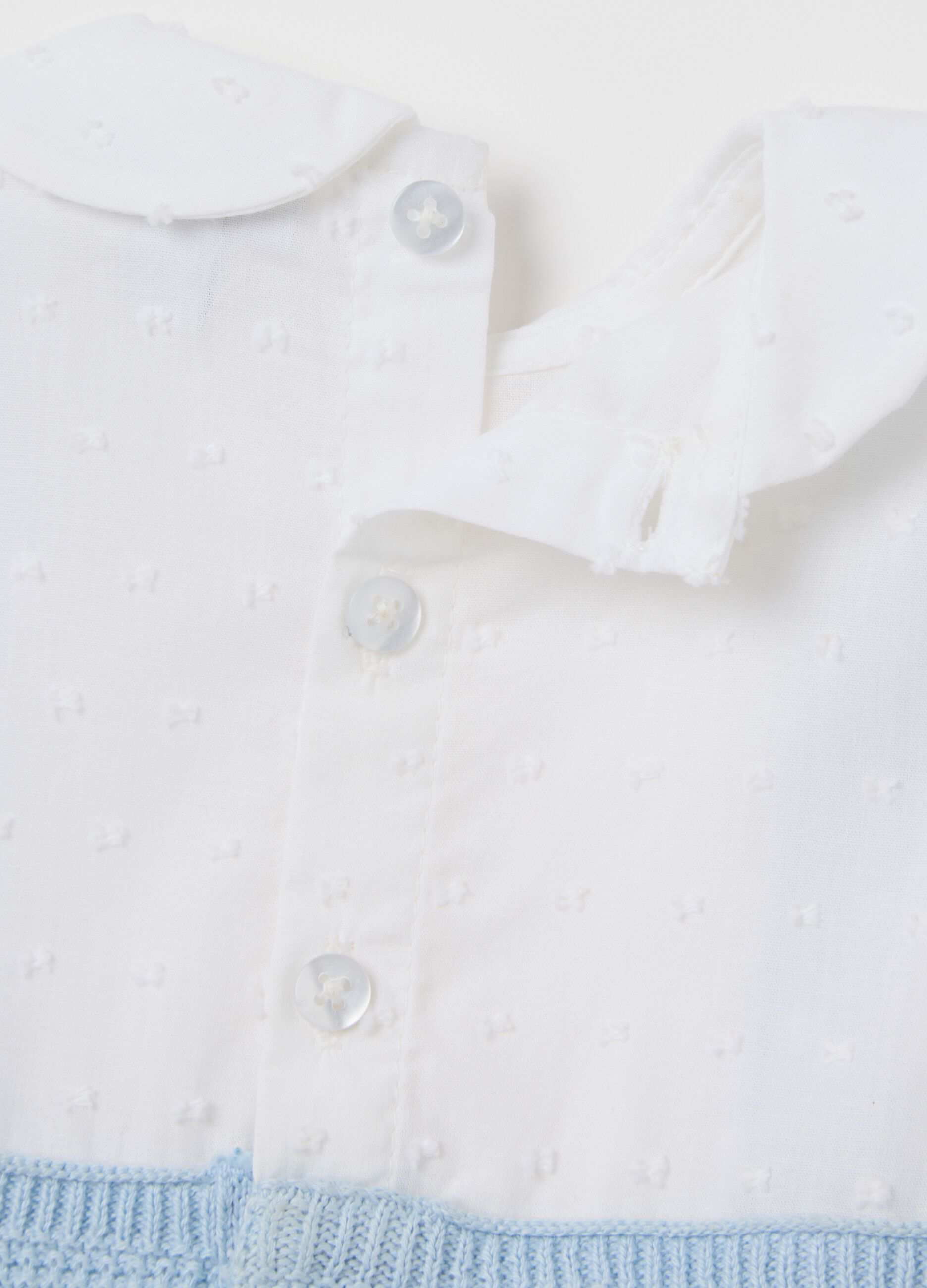 Sky blue and white pure cotton romper