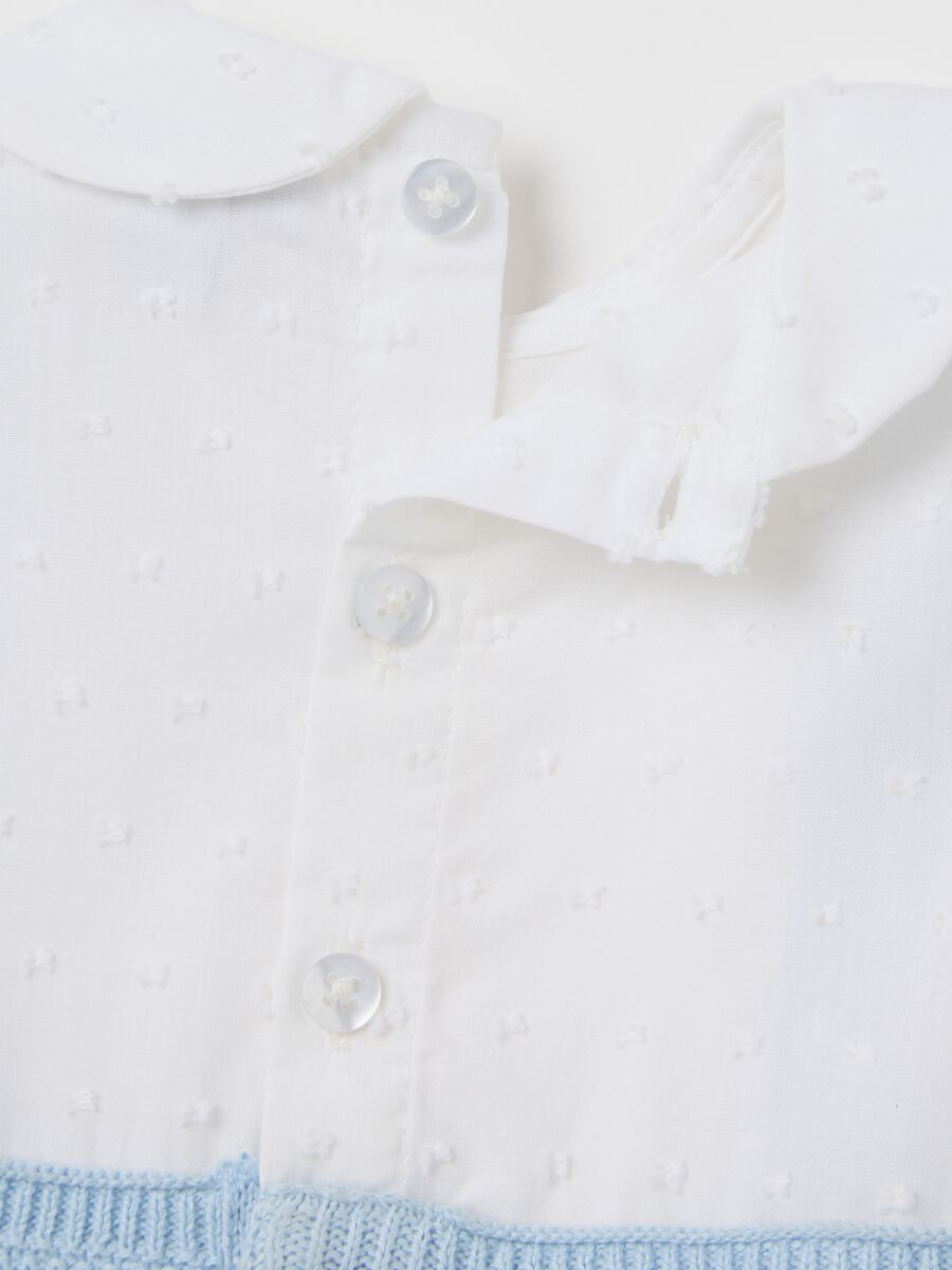 Sky blue and white pure cotton romper_3