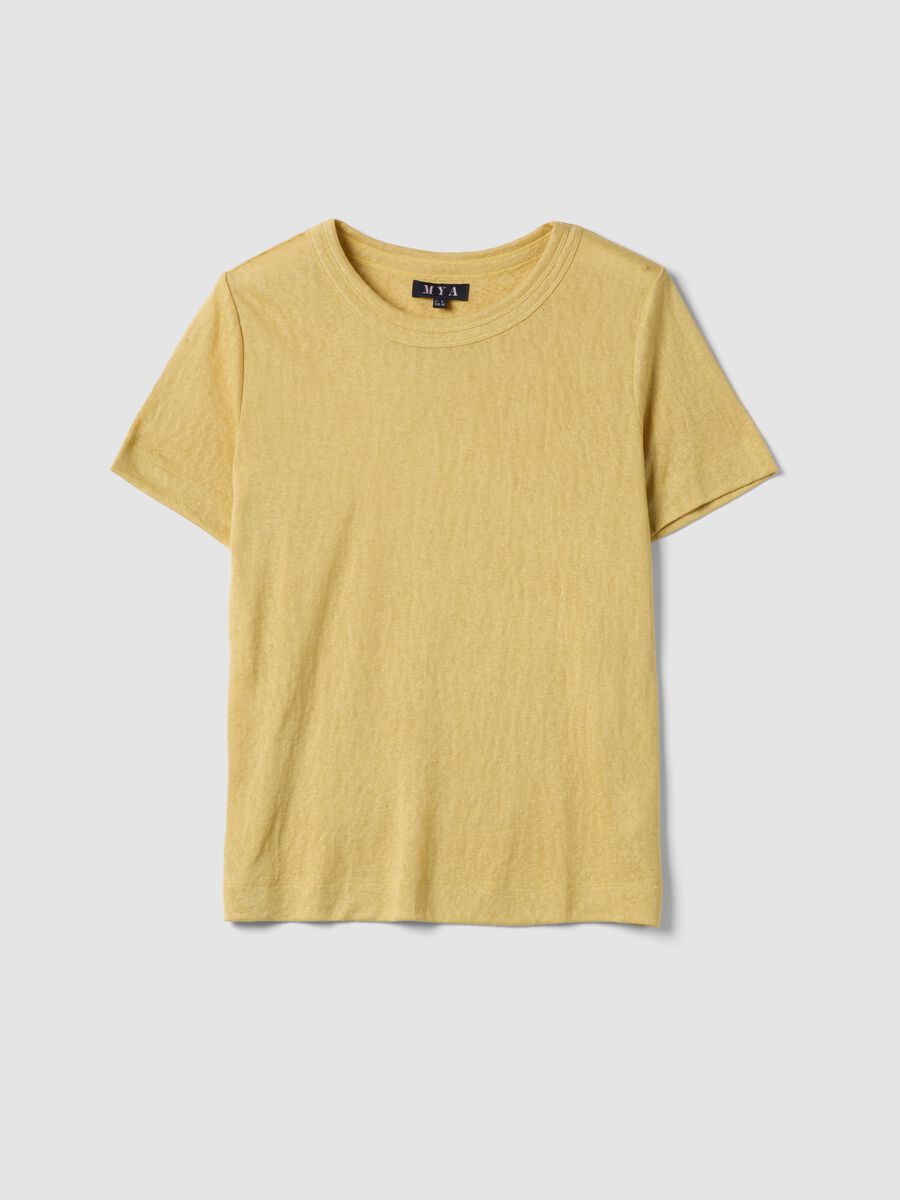 Yellow regular-fit short-sleeve viscose-blend T-shirt_0
