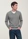 Grey V-neck jumper in viscose blend, regular fit_0