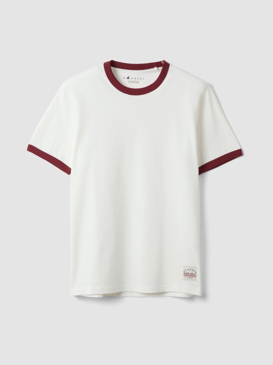 White crew-neck fitted T-shirt in pure cotton_0