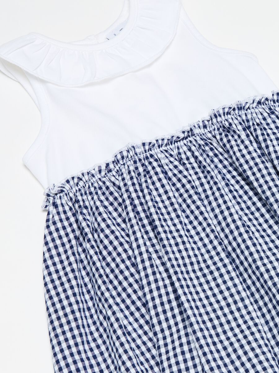 Sleeveless dress with gingham skirt_2