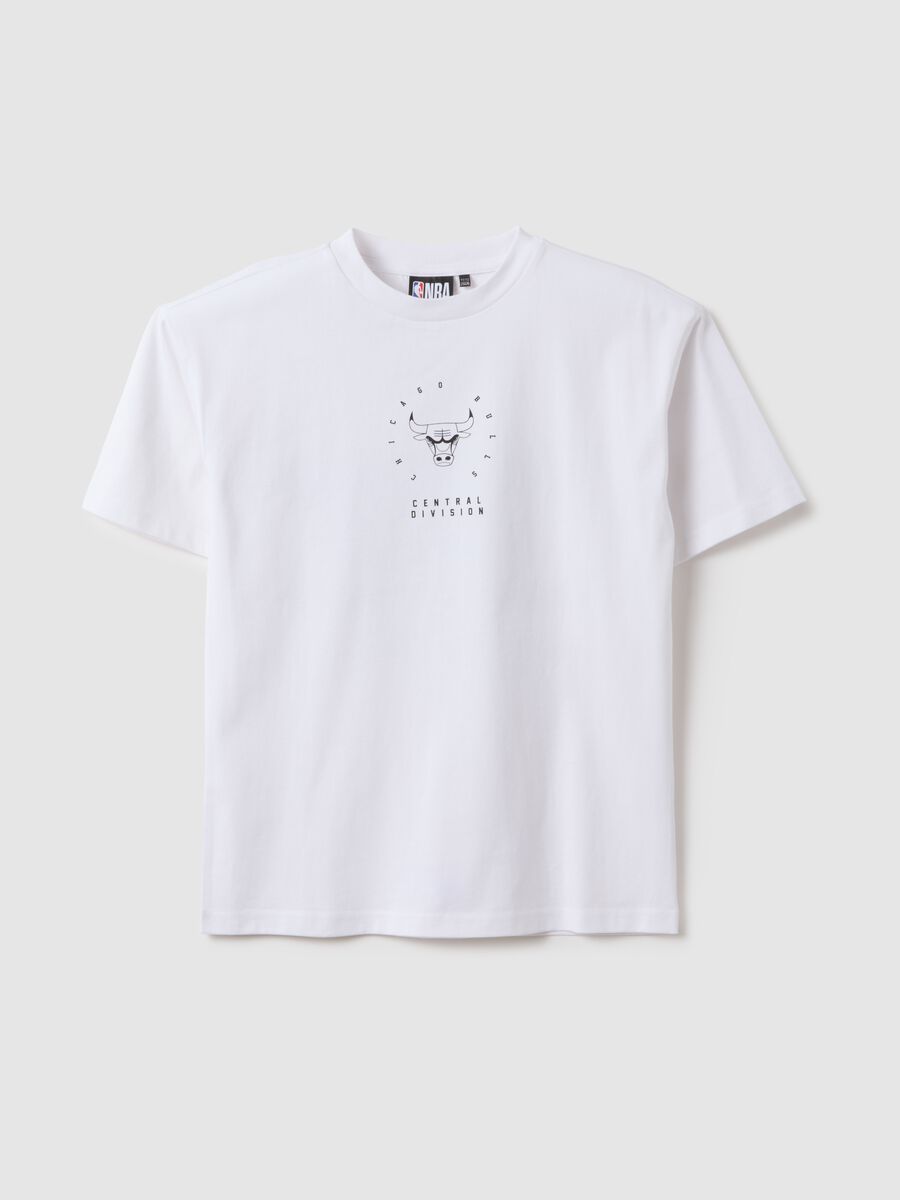 Kids' white pure cotton oversized fit t-shirt with Chicago Bulls logo_3