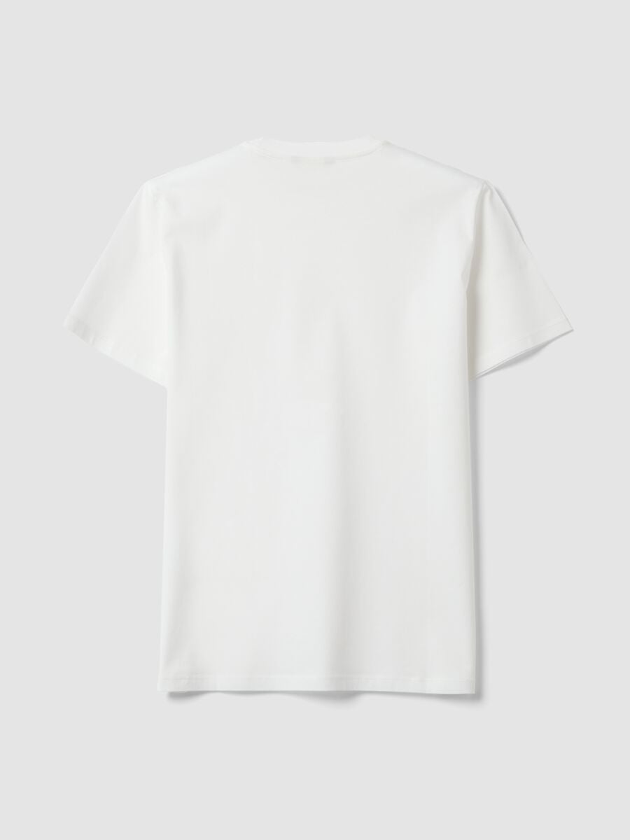 T-shirt bianca in puro cotone mercerizzato a girocollo regular fit_6
