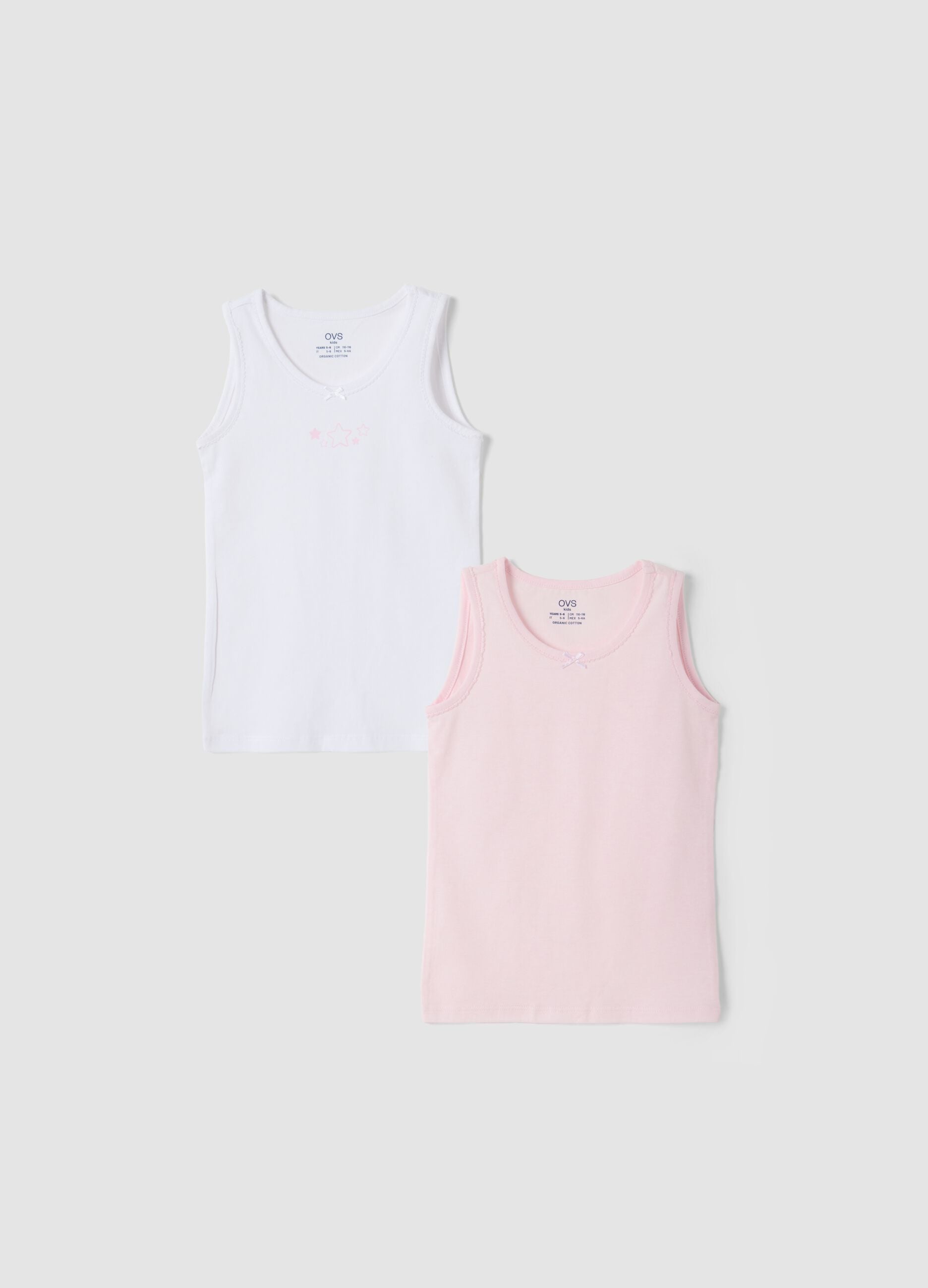 Bipack canotte rosa e bianco in puro cotone organico girocollo
