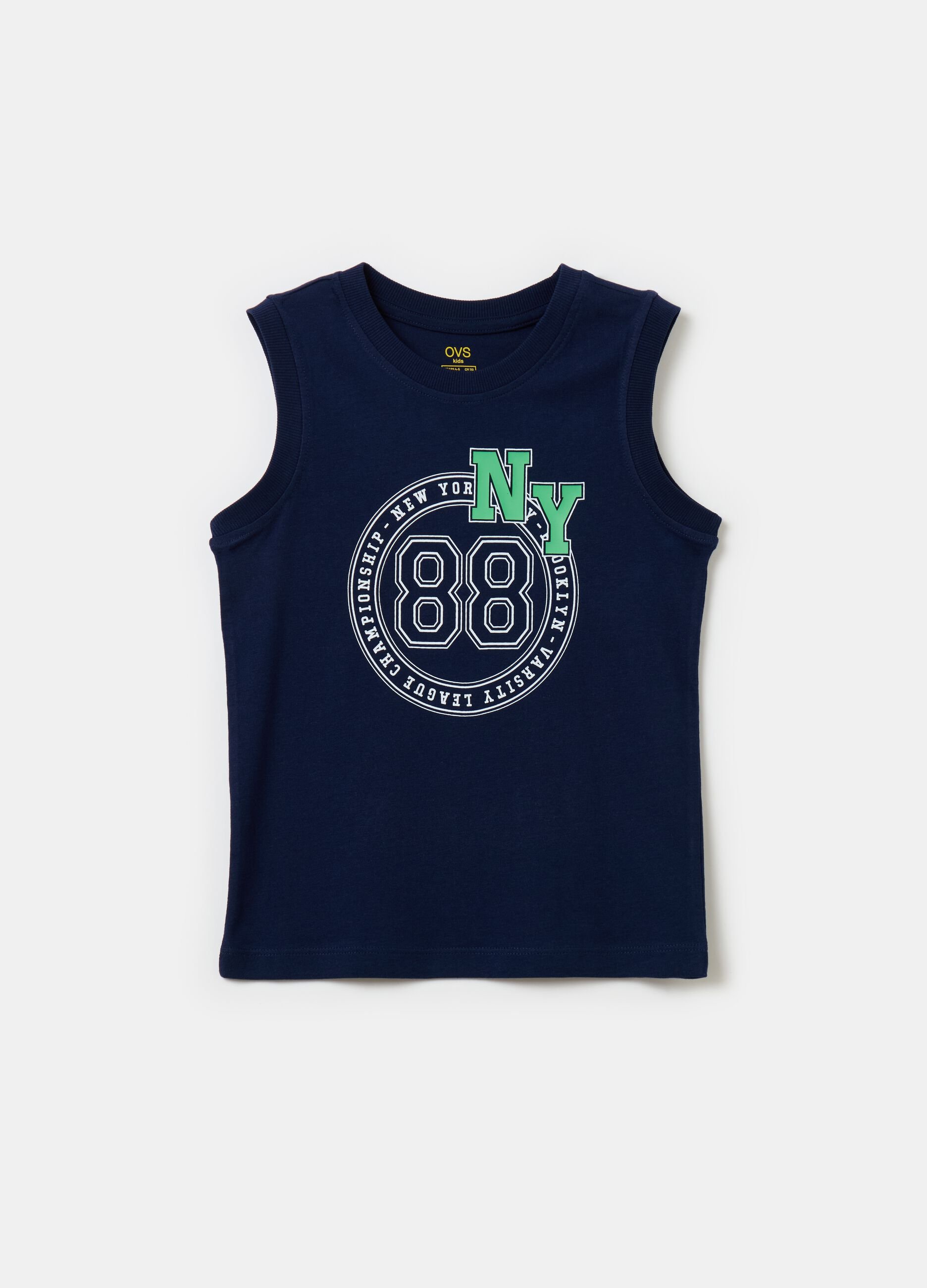 Cotton racerback vest with print