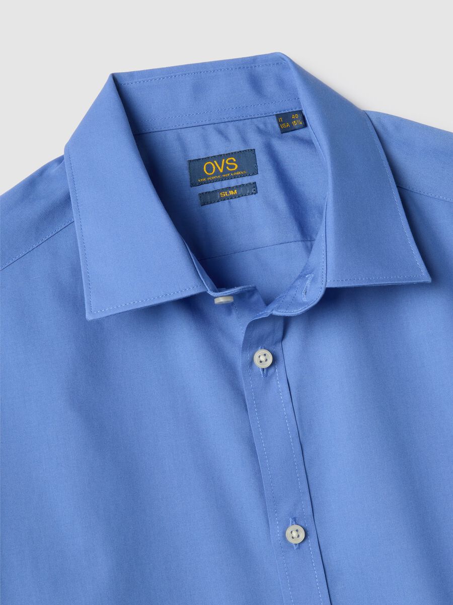 Light Blue Cotton-Blend Slim Fit Easy Iron Shirt_5