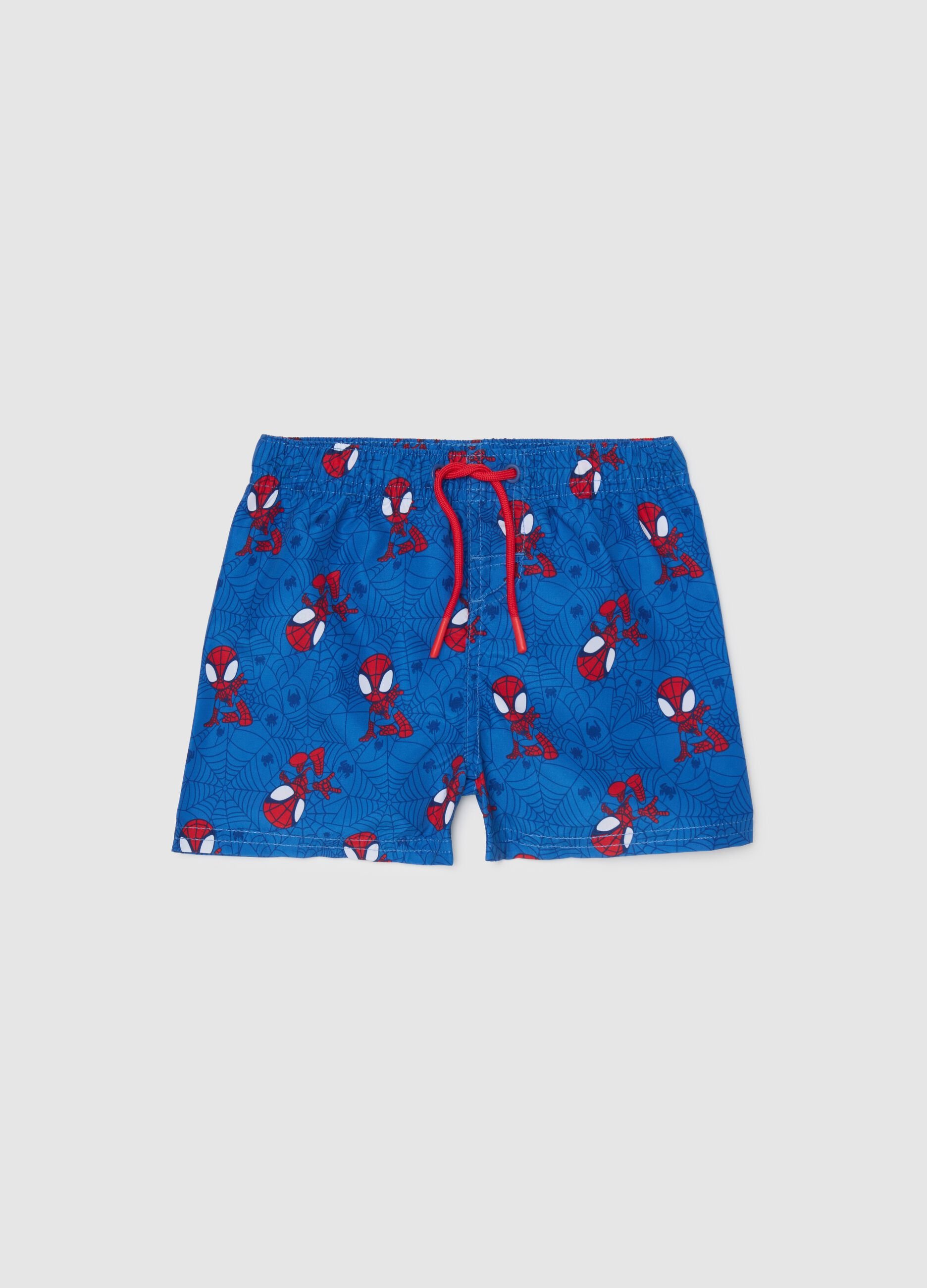 Children's Swimsuit in Multicolour Fabric with Spider-Man Print