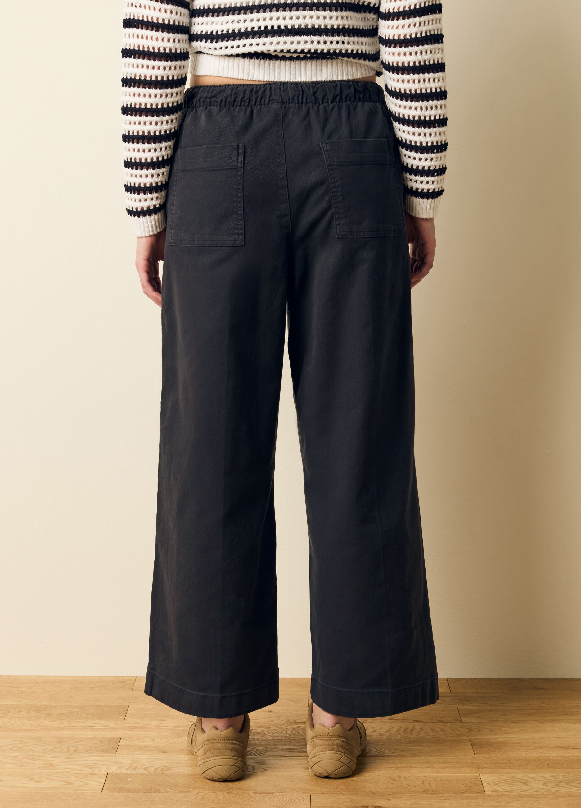 Wide-leg trousers in stretch cotton