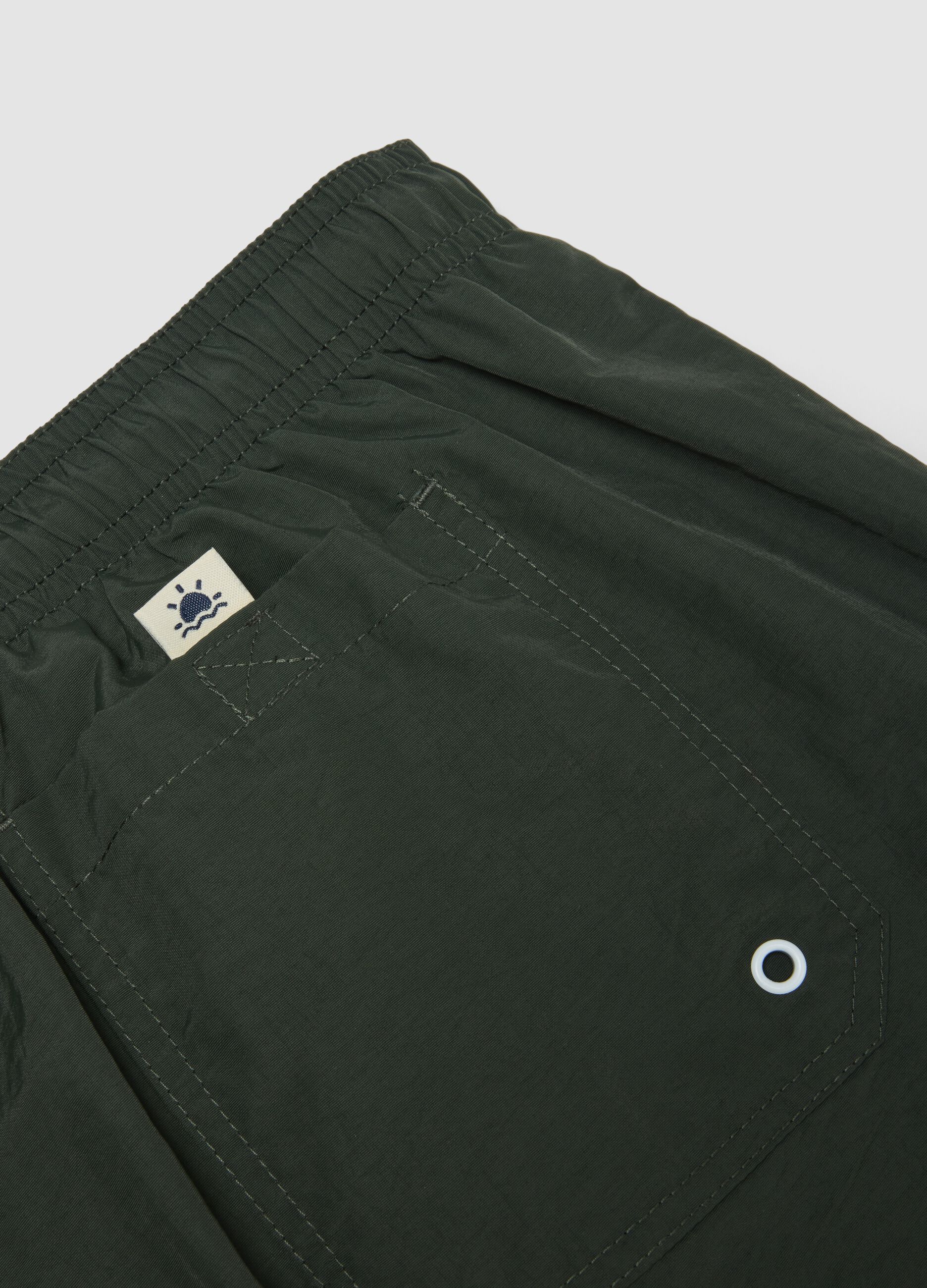 Green regular-fit swim shorts with drawstring