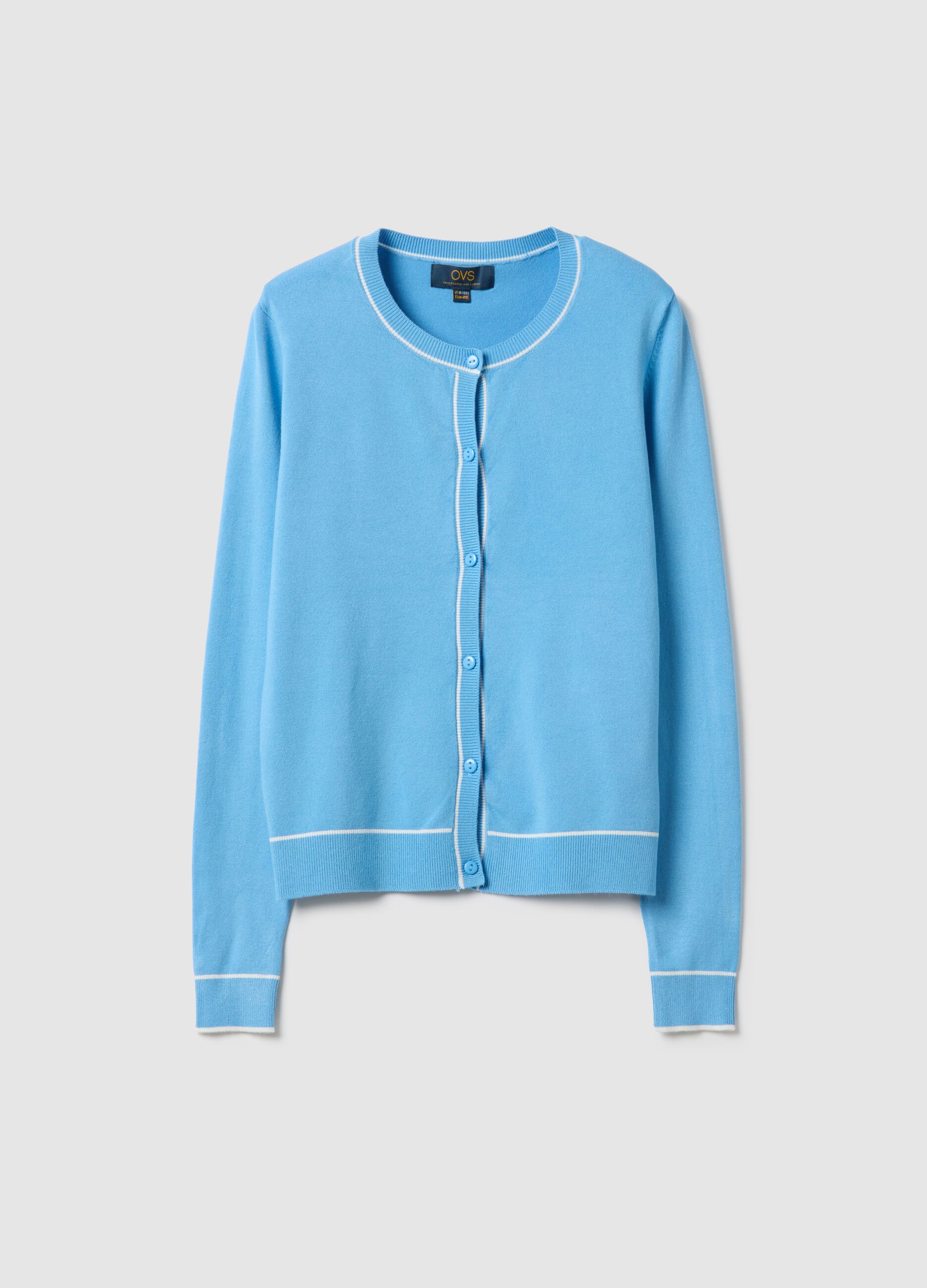 Blue viscose blend cardigan regular fit with buttons