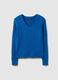 Blue pure cotton regular fit pullover with cable knit_0
