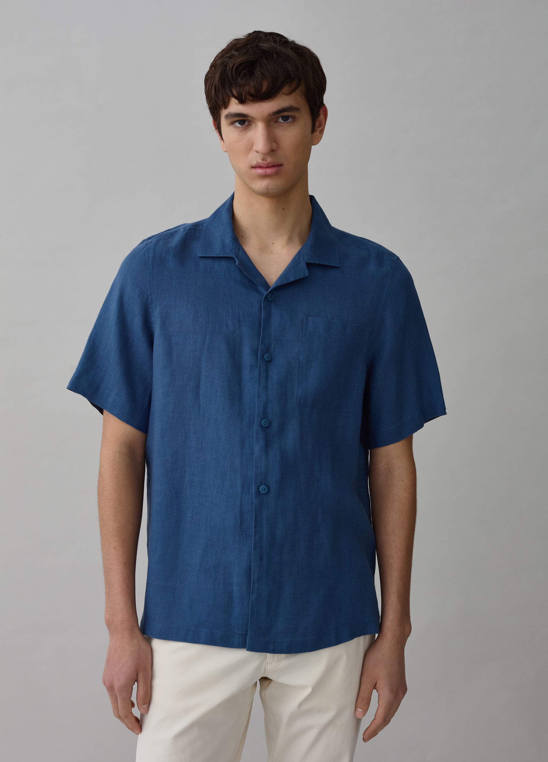 100% linen shirt with short sleeves