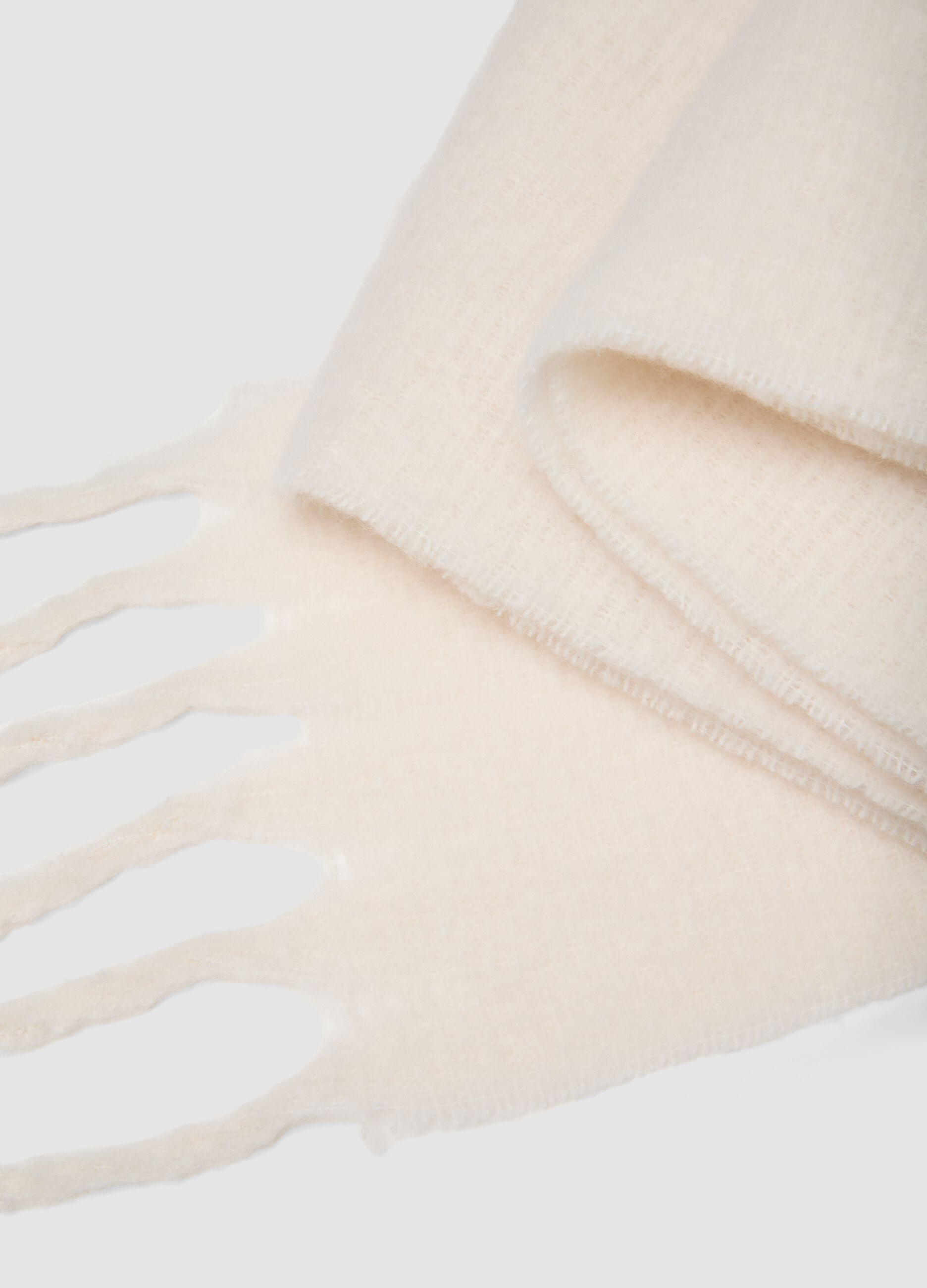 Soft White Scarf with Fringes